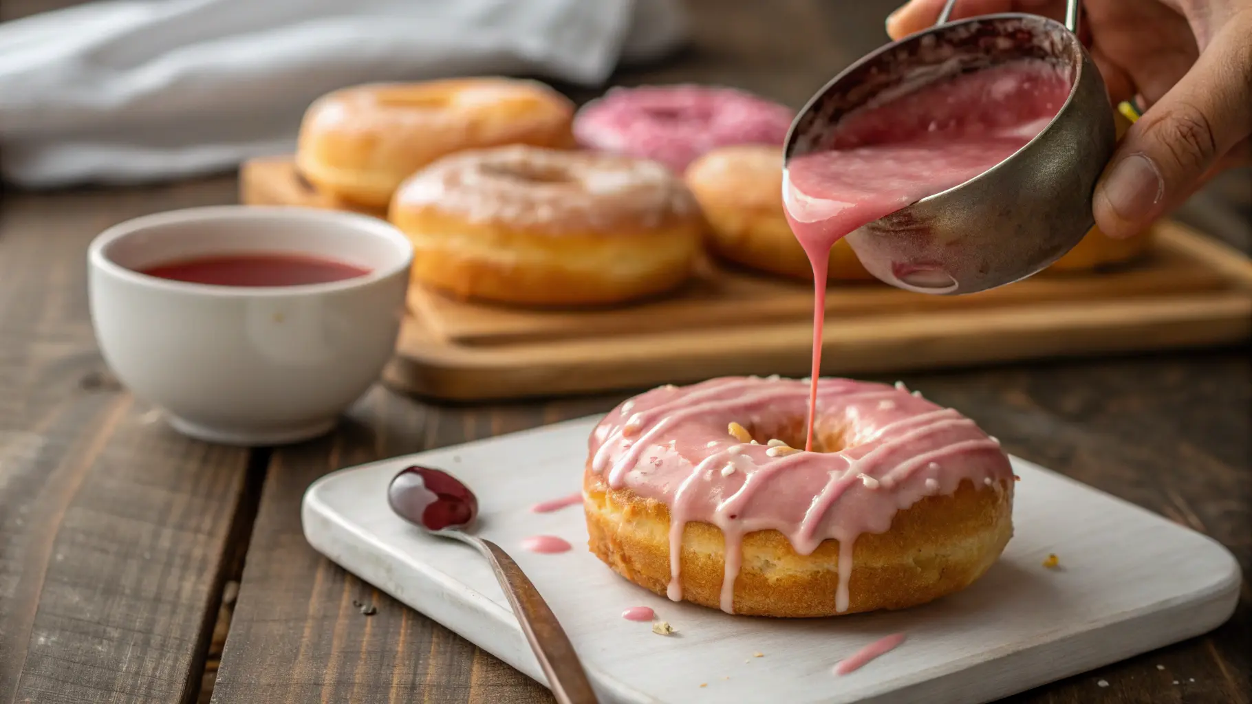 Step-by-step guide to glazing hibiscus donuts for a perfect glossy finish