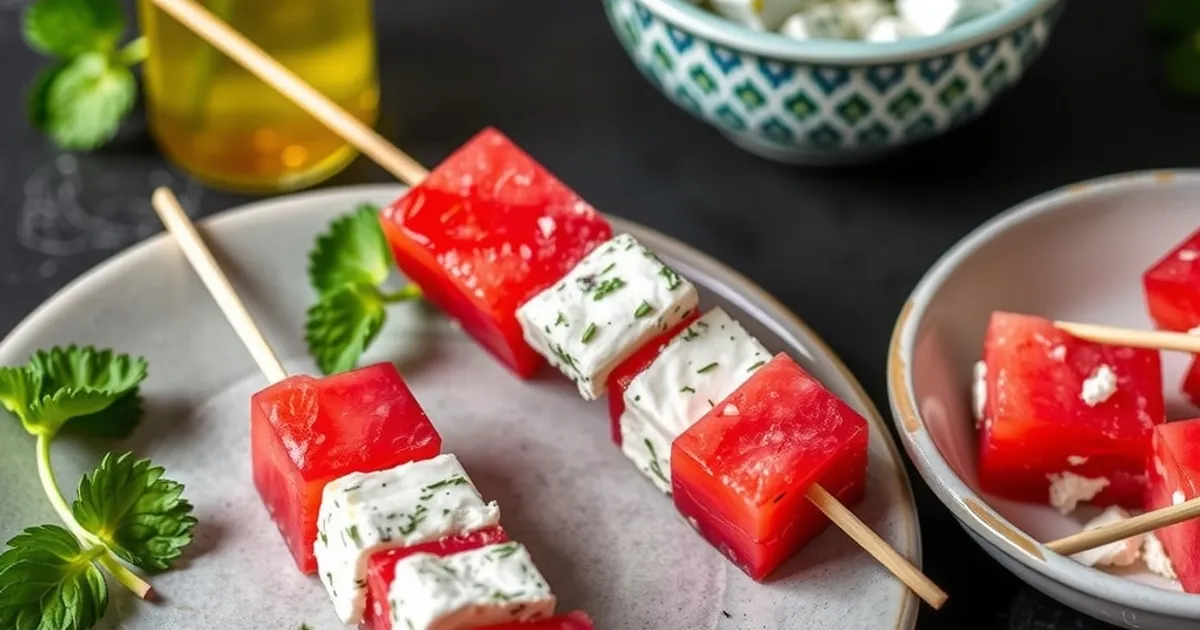Watermelon feta skewers