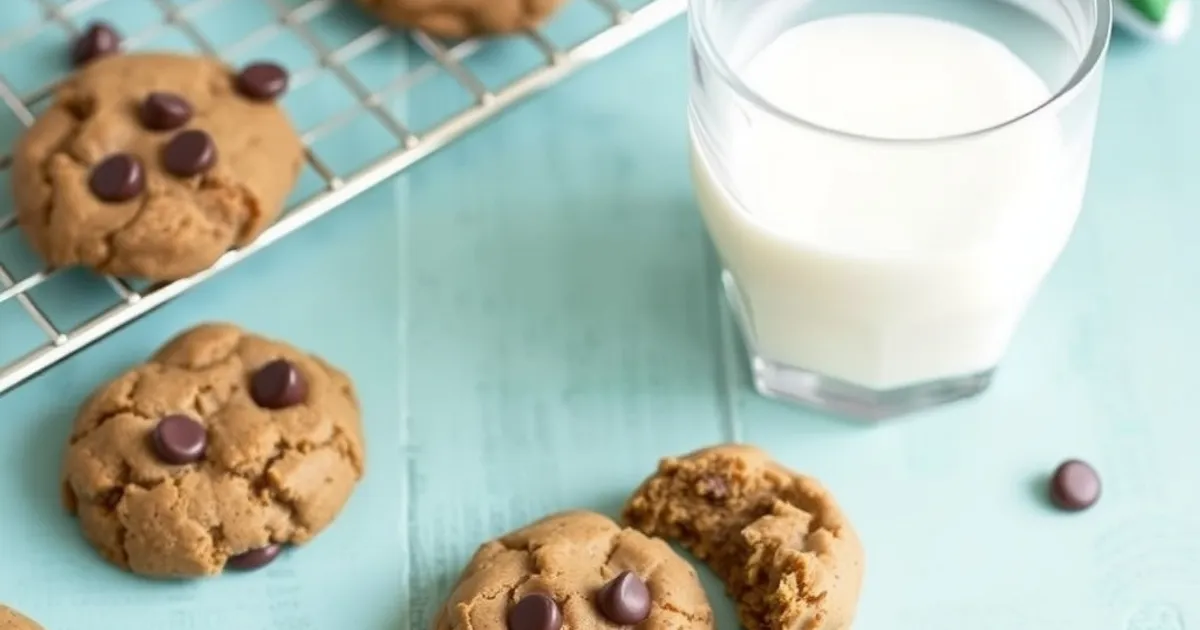 3-ingredient fudge cookies on a cooling rack with a glass of milk