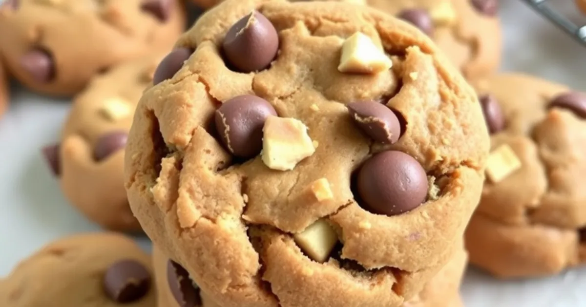 A stack of 3-ingredient fudge cookies with chocolate chips